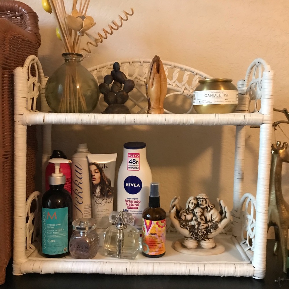 Vintage Wicker Rattan Bamboo Cane Shelf